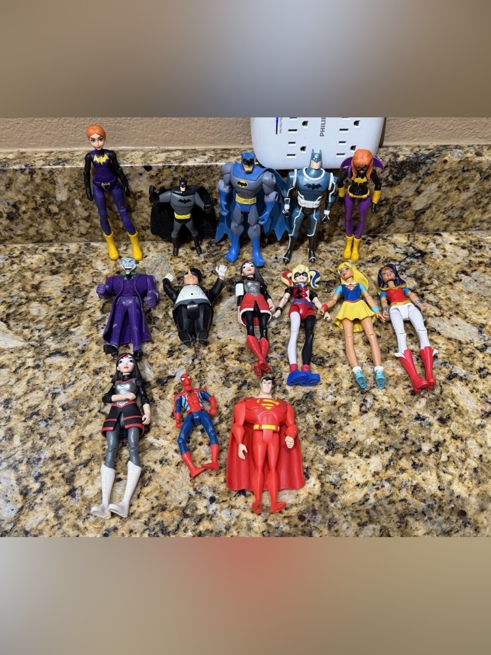 Large Mixed Lot of 14 Marvel and DC Superhero Action Figures Batman Superman Etc